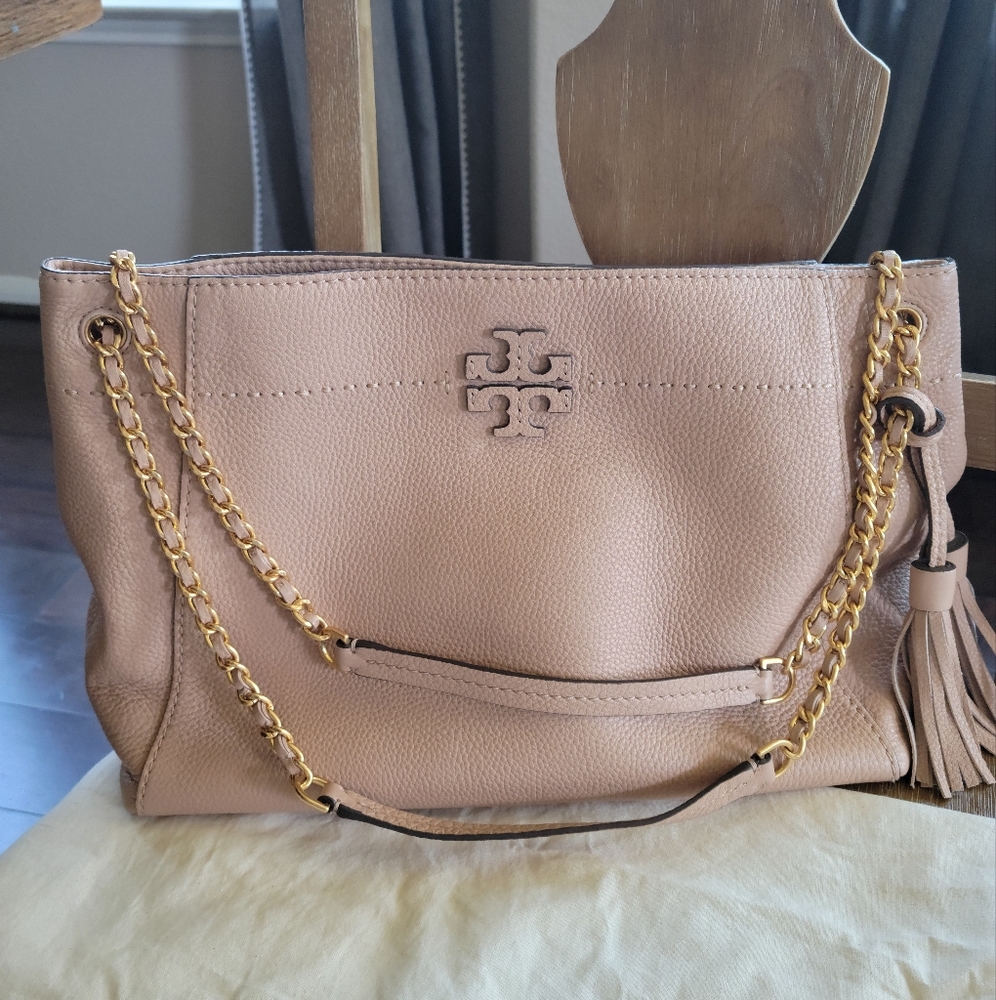 Tory Burch McGraw Devon Sand Leather Slouchy Shoulder Tote